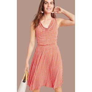 Maeve Anthropologie Brianne Cowl Neck Fit & Flare Dress in Floral Print M